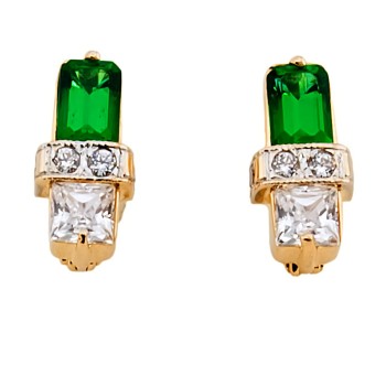 14ct Gold Cubic Zirconia Cuff Earrings